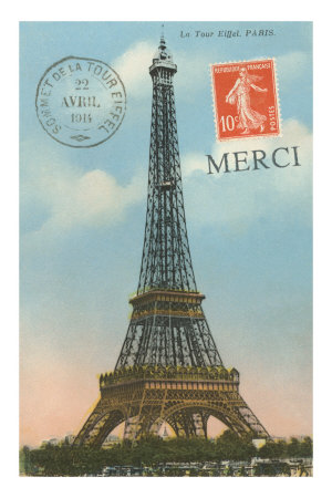 Merci, Eiffel Tower Premium Poster