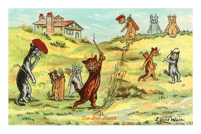 Cats Playing Golf Premium Poster