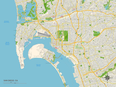 Political Map of San Diego, CA Print