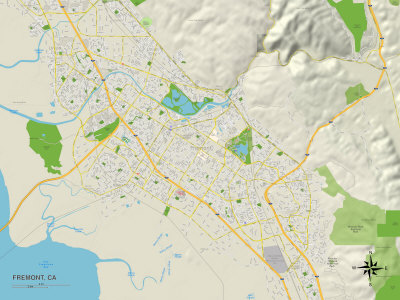 Political Map of Fremont, CA Art