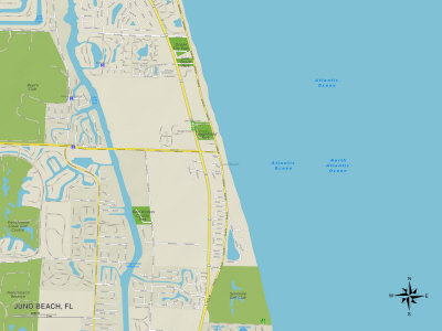 Political Map of Juno Beach, FL Posters