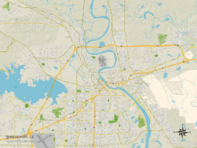 Political Map of Shreveport, LA Posters