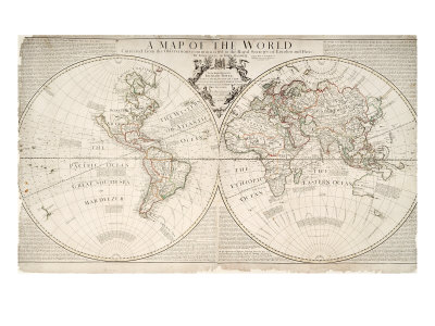 A Map of World, Corrected from the Observations to the Royal Societies of London and Paris Giclee Print by John Senex