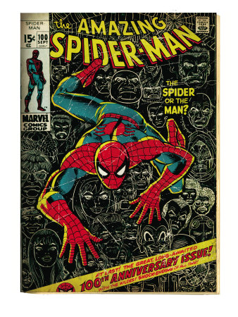 Marvel Comics Retro: The Amazing Spider-Man Comic Book Cover #100, 100th Anniversary Issue (aged) Premium Poster