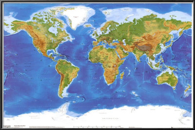 World Physical  on Satellite Physical Map Of The World Posters   At Allposters Com Au