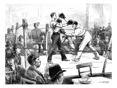 Boxing Match at a Men's Club, London, 1889 Giclee Print