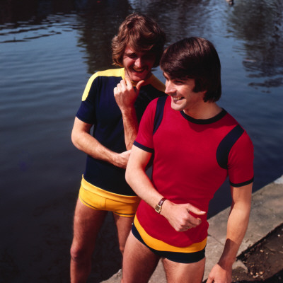 1970s Fashion Models on Pin Retro Male Fashion Model 1970s Yellow Shorts Posing Kitsch On