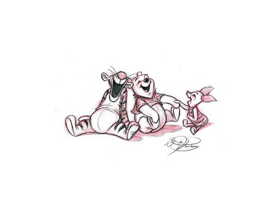 Tigger, Pooh, and Piglet Share a Giggle reproduction procédé giclée