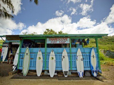 Sharks Cove Surf Shop with New Surfboards Lined Up at Front Photographic Print by Merten Snijders