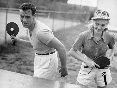 Couple Playing Ping Pong Photographic Print by George Marks