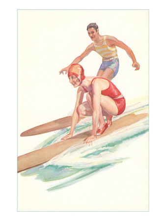 Vintage Surfing Illustration Prints