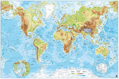 Detailed World  on World Physical Map Photo   Allposters Co Uk