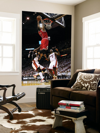 Chicago Bulls v Miami Heat - Game FourMiami, FL - MAY 24: Derrick Rose, LeBron James and Udonis Has Print by Mike Ehrmann