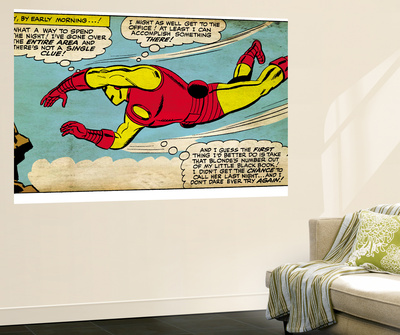 Marvel Comics Retro: The Invincible Iron Man Comic Panel, Flying (aged) Posters