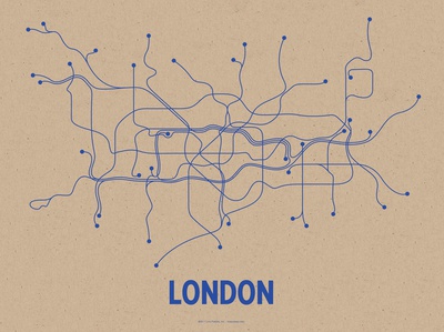 London (Oatmeal & Blue) Serigraph by  LinePosters