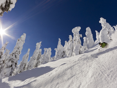 Skiing Untracked Powder at Whitefish Mountain Resort, Montana, Usa Photographic Print by Chuck Haney