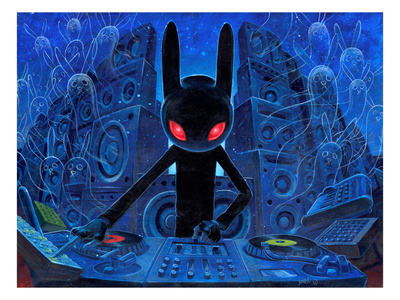 DJ BlackRabbit Premium Giclee Print by Aaron Jasinski
