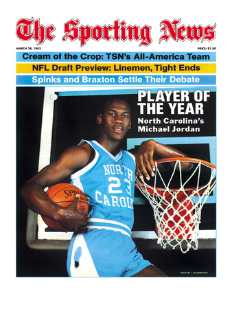 North Carolina Tar Heels' Michael Jordan - March 28, 1983 Trykk på strukket lerret