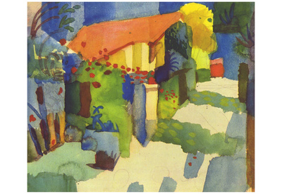 August Macke (House in the garden) Art Poster Print Posters