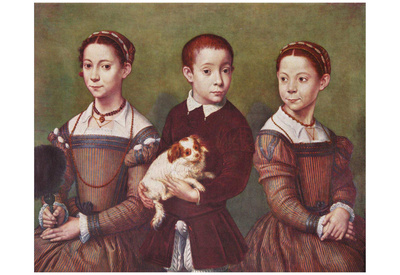 Sofonisba Anguissola (Three children with dog) Art Poster Print Prints