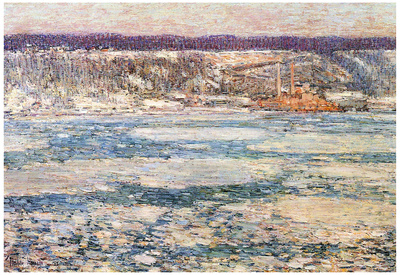 Childe Hassam Ice on the Hudson River Art Print Poster Prints