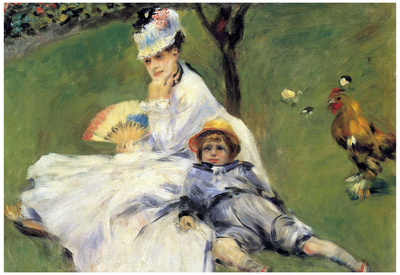 Pierre Auguste Renoir Camille Monet and her Son Jean in Garden of Argenteuil Art Print Poster Posters