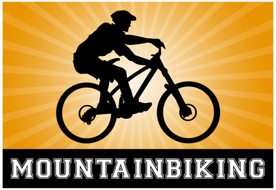 Mountain Biking Orange Sports Poster Print Poster