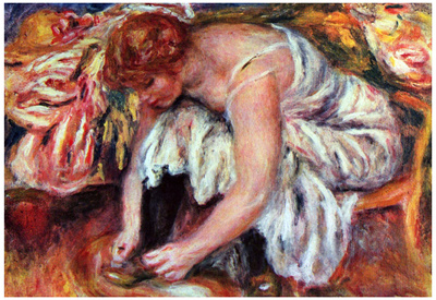 Pierre Auguste Renoir Woman Tying Shoes Art Print Poster Posters