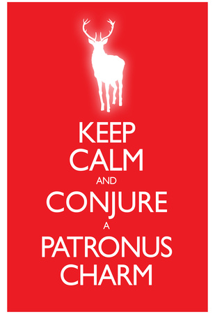 Calm on Keep Calm And Conjure A Patronus Charm Carry On Spoof Poster Print