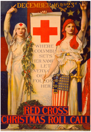 Red Cross Christmas Roll Call Vintage Ad Poster Print Posters