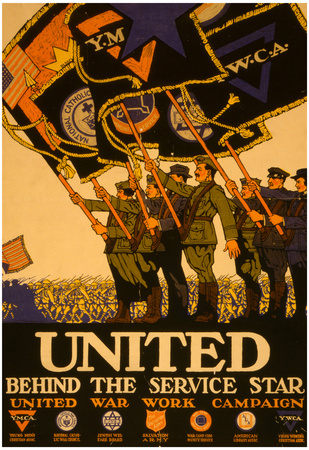 United Behind the War Service YMCA YWCA Vintage Ad Poster Print Print