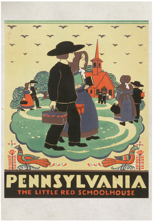 Pennsylvania Little Red Schoolhouse Tourism Travel Vintage Ad Poster Print Posters