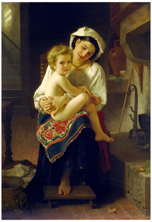 William-Adolphe Bouguereau Young Mother Gazing At Her Child Art Print Poster Posters