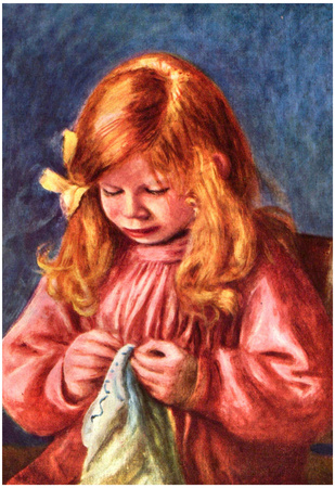 Pierre Auguste Renoir Jean Renoir Sewing Art Print Poster Photo