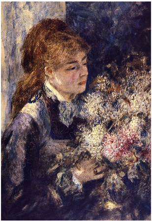 Pierre Auguste Renoir Woman with Lilacs Art Print Poster Photo