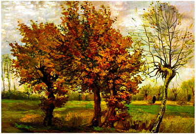 Vincent Van Gogh Autumn Landscape with Four Trees Art Print Poster Posters