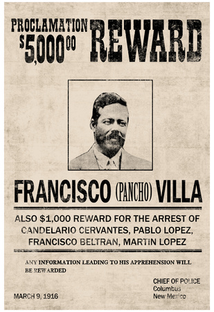 Pancho Villa Wanted Sign Print Poster Prints