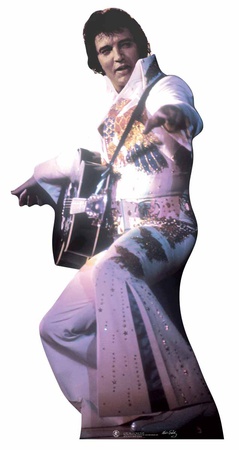 Elvis-In White Jump Suit Stand Up