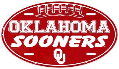 Oklahoma Sooners Oval License Plate Tin Sign