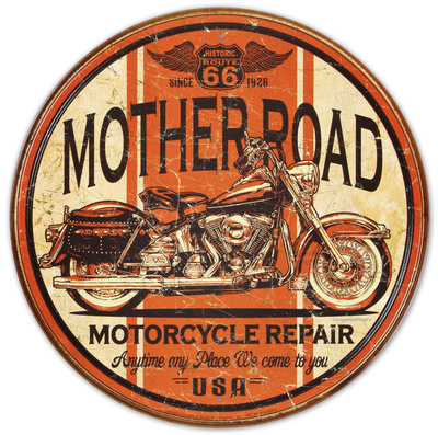 Mother Road Motorcycle Repair Tin Sign