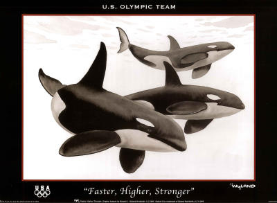 Wyland Faster Higher Stronger Orca Whales U.S. Olympics Team Posters