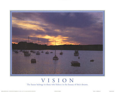 Vision The Future Belongs to Those Who Believe Boats Sunset Motivational Posters