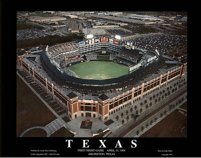 Texas Rangers First Night Game April 13, c.1994 Sports Prints by Mike Smith