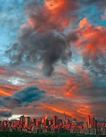 New York City (Clouds Over Skyline) Art Poster Print Prints