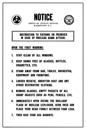 Rare FUNNY Warning Poster Atomic Bomb College Joke Poster