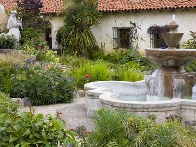 Fountain at Mission San Carlos Borromeo, Carmel-By-The-Sea, Monterey County, California, United Sta Photographic Print by Richard Cummins