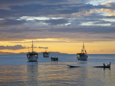 Venezuela, Nueva Esparta, Isla De Margarita - Margarita Island, Juangriego, Sunset over Juangreigo  Photographic Print by Jane Sweeney