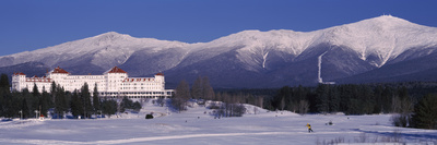 Hotel Near Snow Covered Mountains, Mt. Washington Hotel Resort, Mount Washington, Bretton Woods,... Photographic Print by  Panoramic Images
