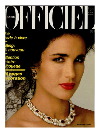 L'Officiel, April 1986 - Andie MacDowell Print by Nancy LeVine