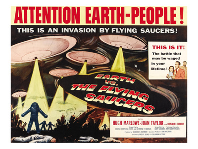 Earth Vs. the Flying Saucers, Right: Joan Taylor, Hugh Marlowe, Donald Curtis, 1956 Photo